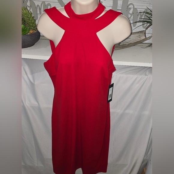 Bebe Women's Halter Scuba Crepe Bodycon Dress, Red Size 4 Or 12 - Pick One - Picture 5 of 11